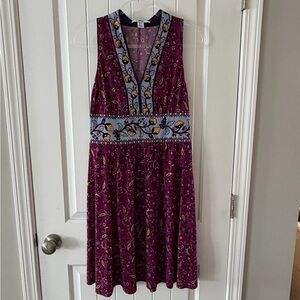 Elegant Women's Midi Dress in Purple and Blue